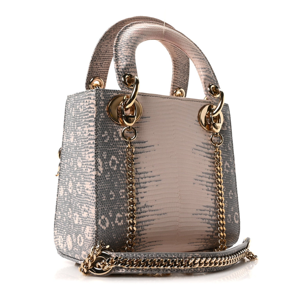 Christian Dior Lizard Ombre Mini Lady Dior Light Pink
