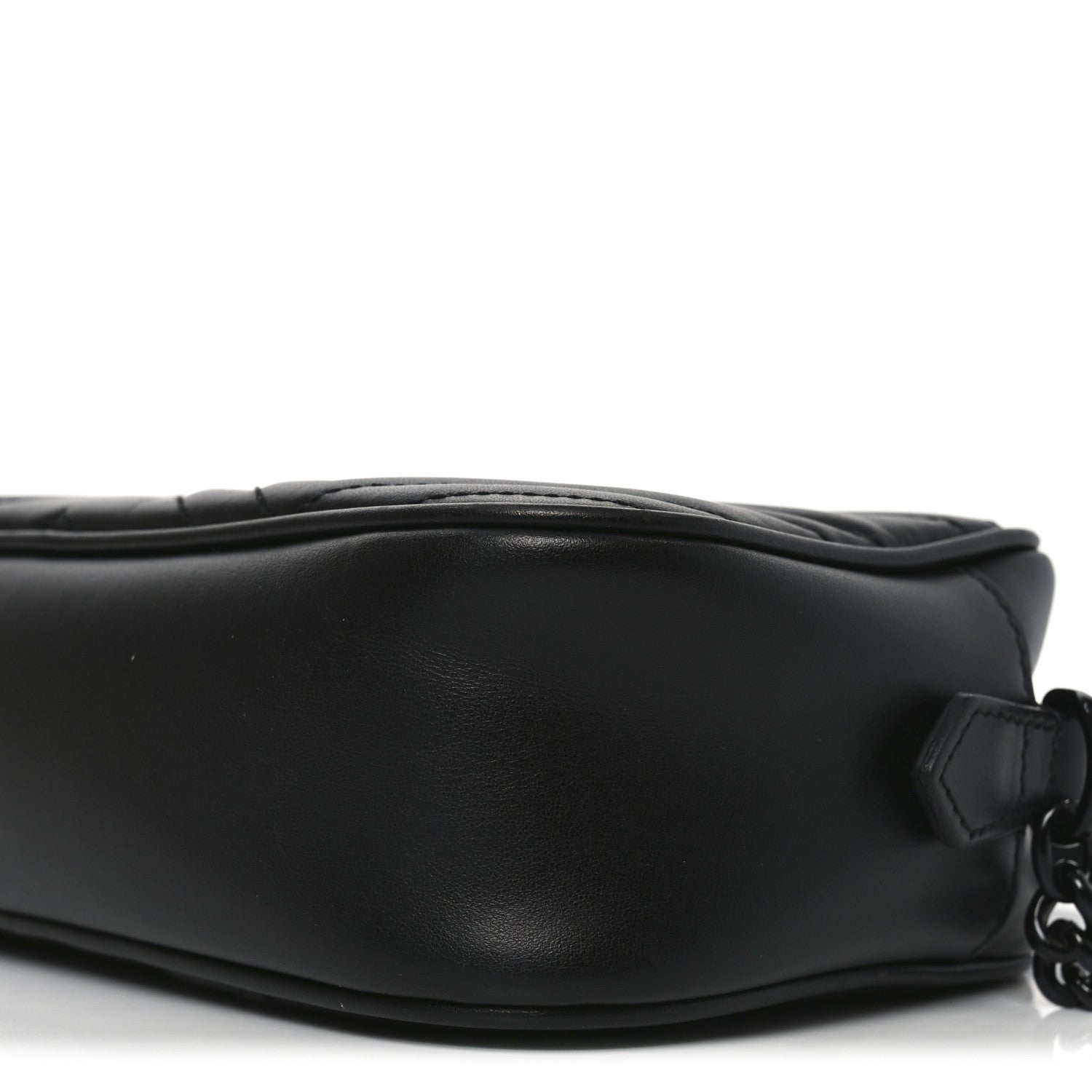 Gucci Calfskin Matelasse Monochrome Small GG Marmont Chain Shoulder Bag Black