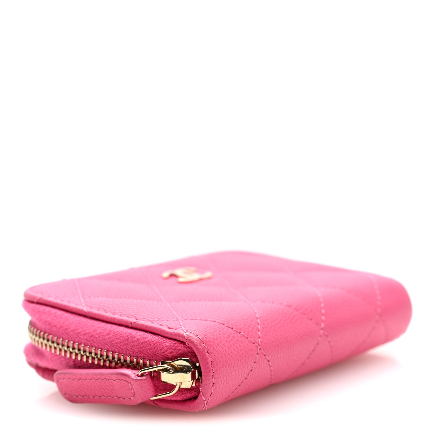 Caviar Quilted Zip Around Coin Purse Pink