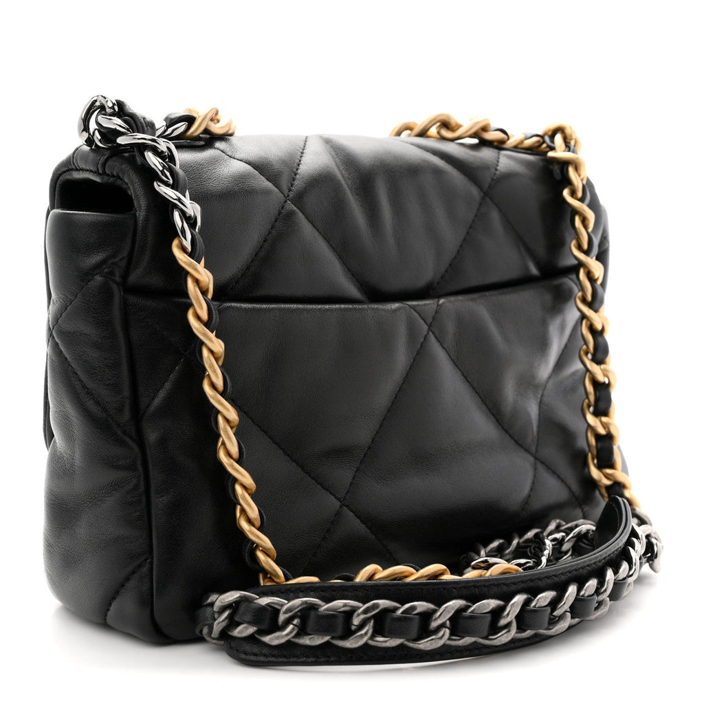 Chanel Lambskin Quilted Medium Chanel 19 Flap Black