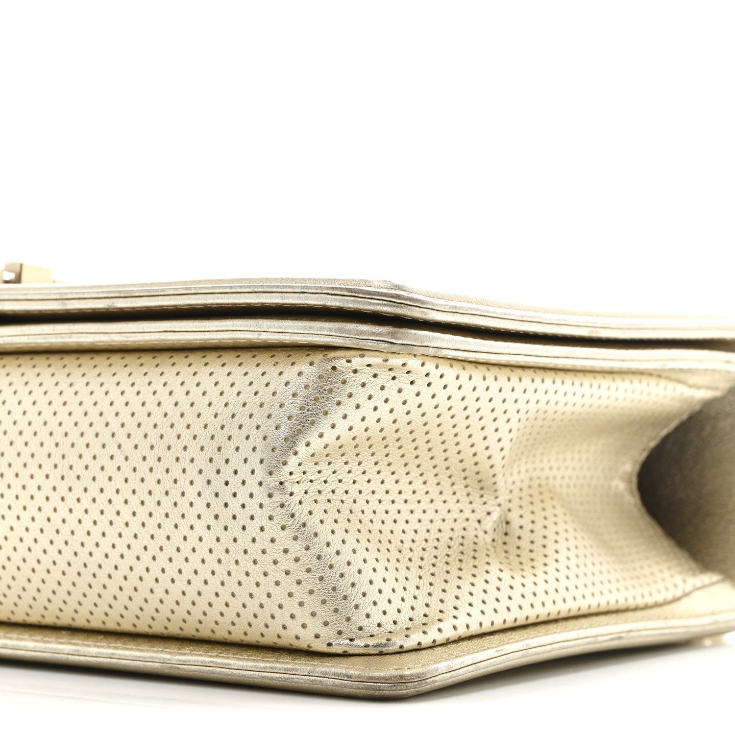 Chanel Lambskin Perforated Quilted New Medium Boy Flap Gold