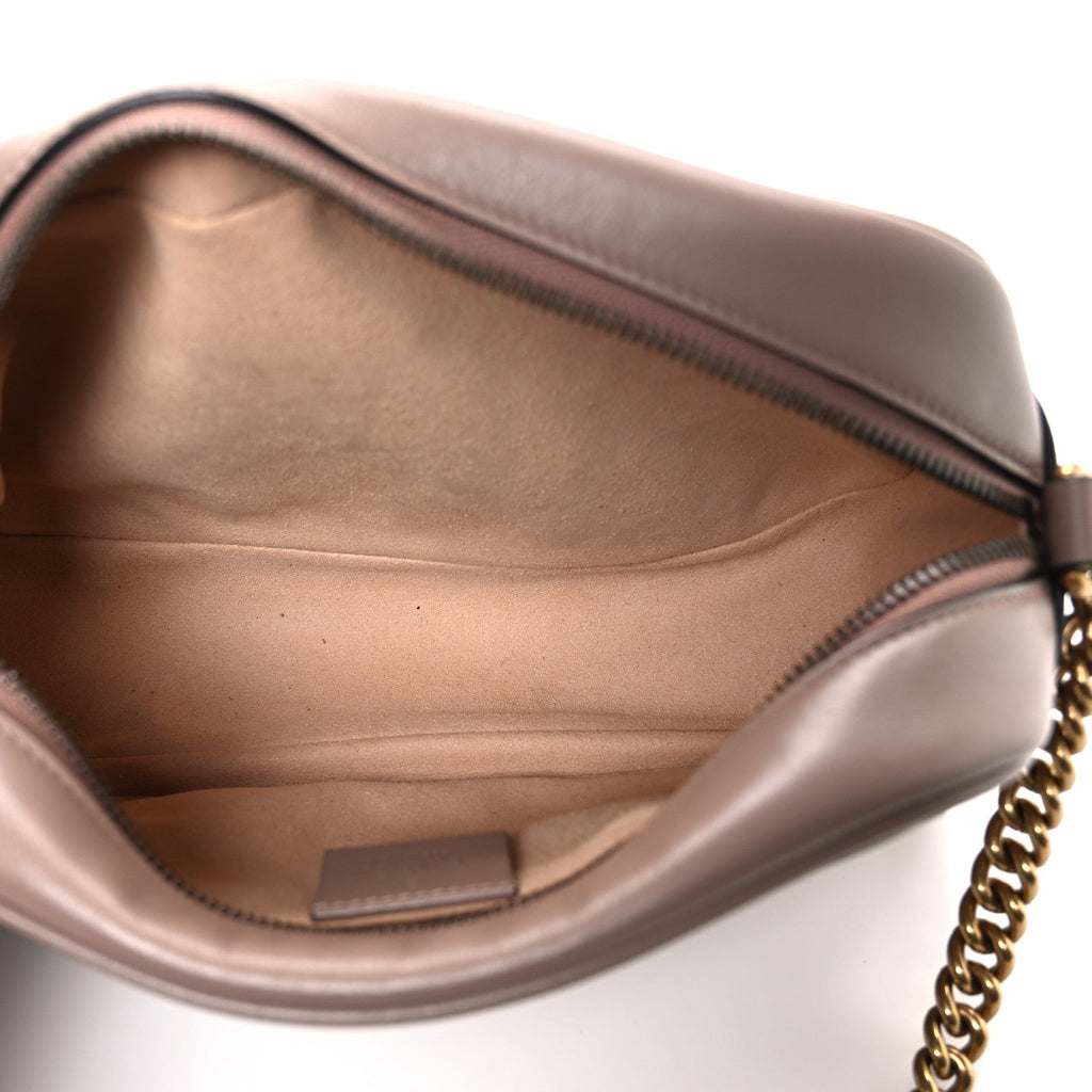 Gucci Calfskin Matelasse Small GG Marmont Chain Shoulder Bag Porcelain Rose