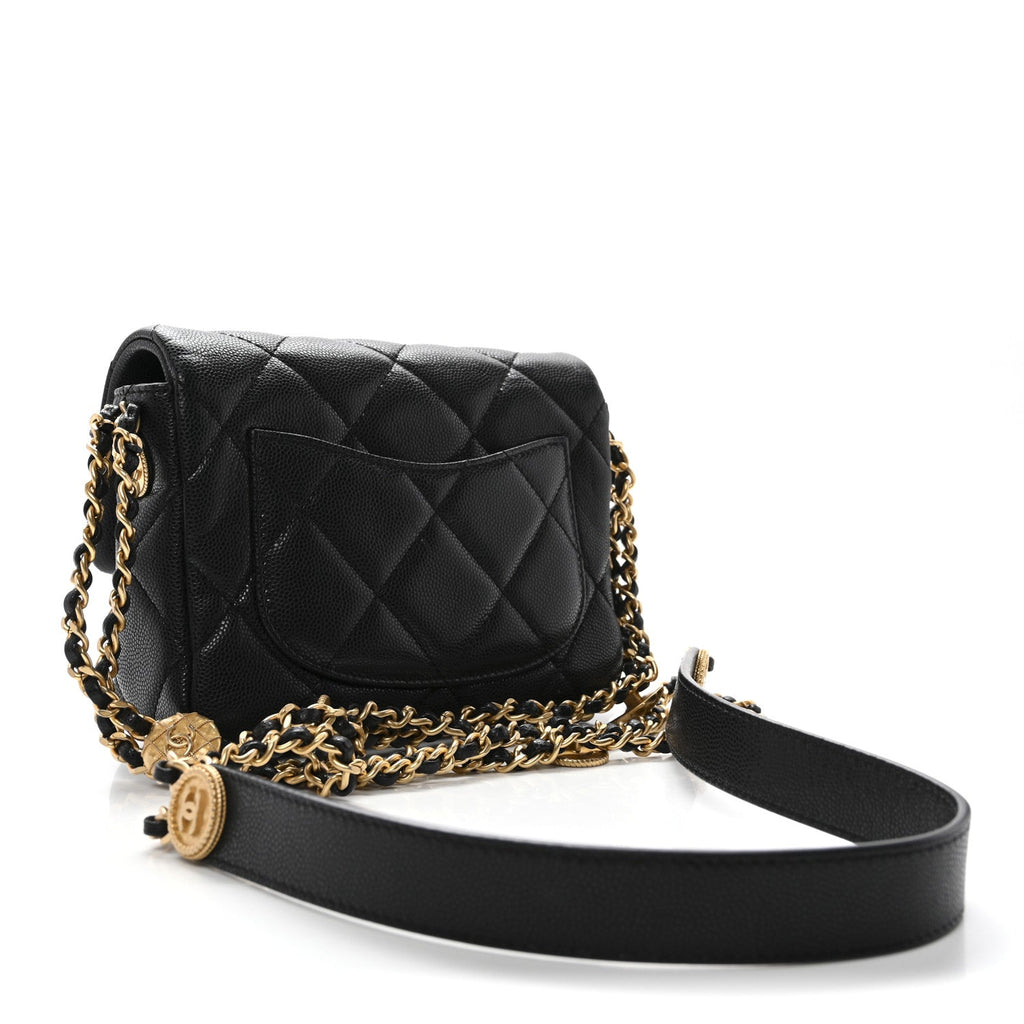 Chanel Caviar Quilted Mini Twist Your Buttons Flap Black