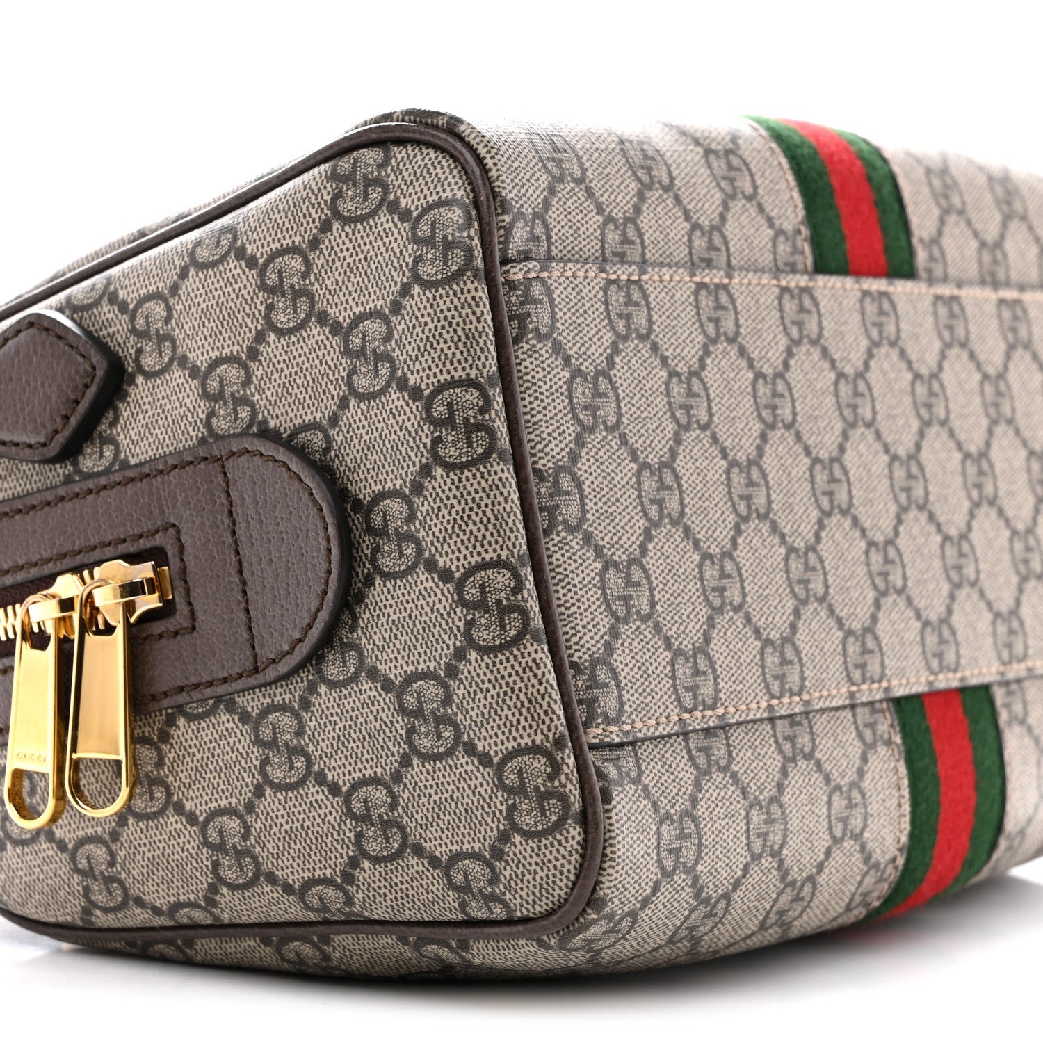 Gucci GG Supreme Monogram Web Small Ophidia Top Handle Bag Beige Ebony