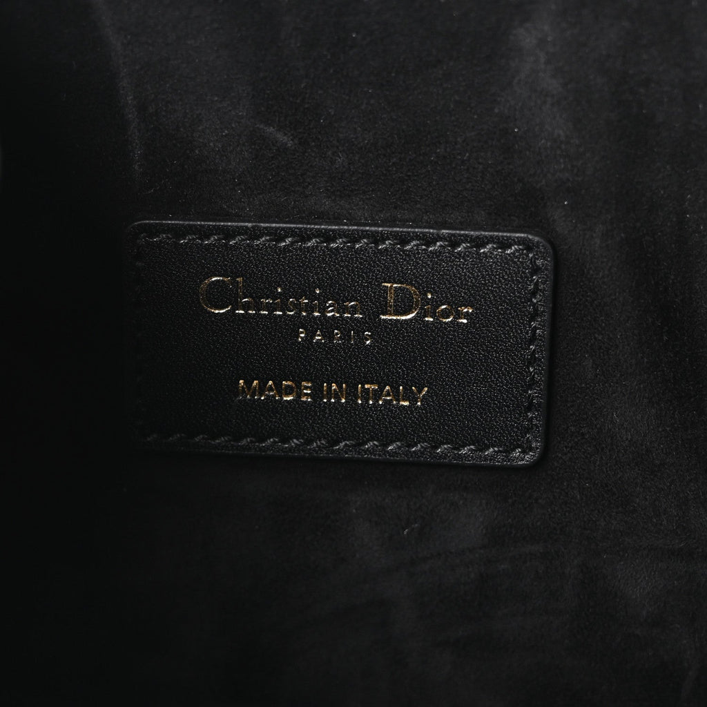 Christian Dior Calfskin CD Embossed Medium C'est Chain Bucket Bag Black