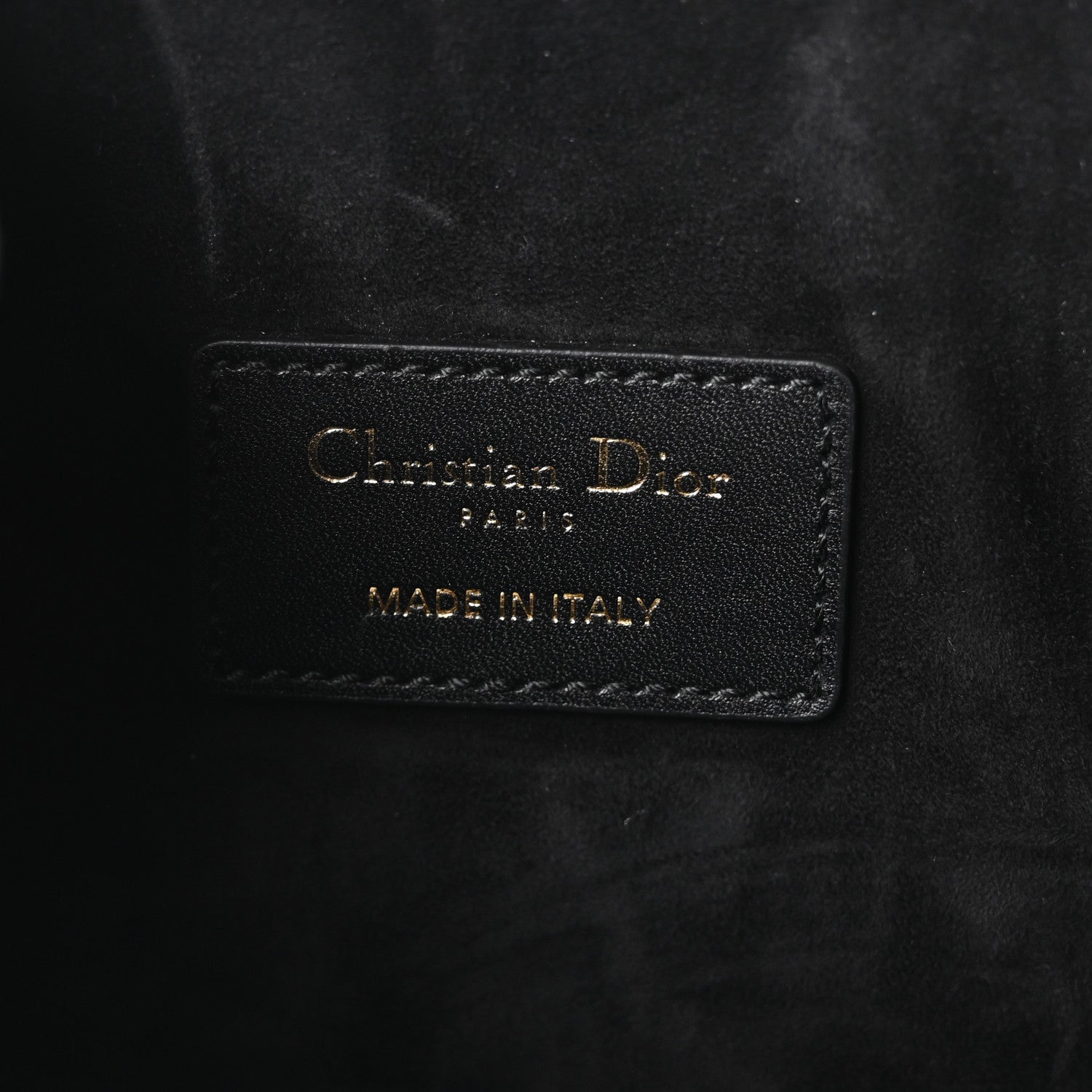 Christian Dior Calfskin CD Embossed Medium C'est Chain Bucket Bag Black