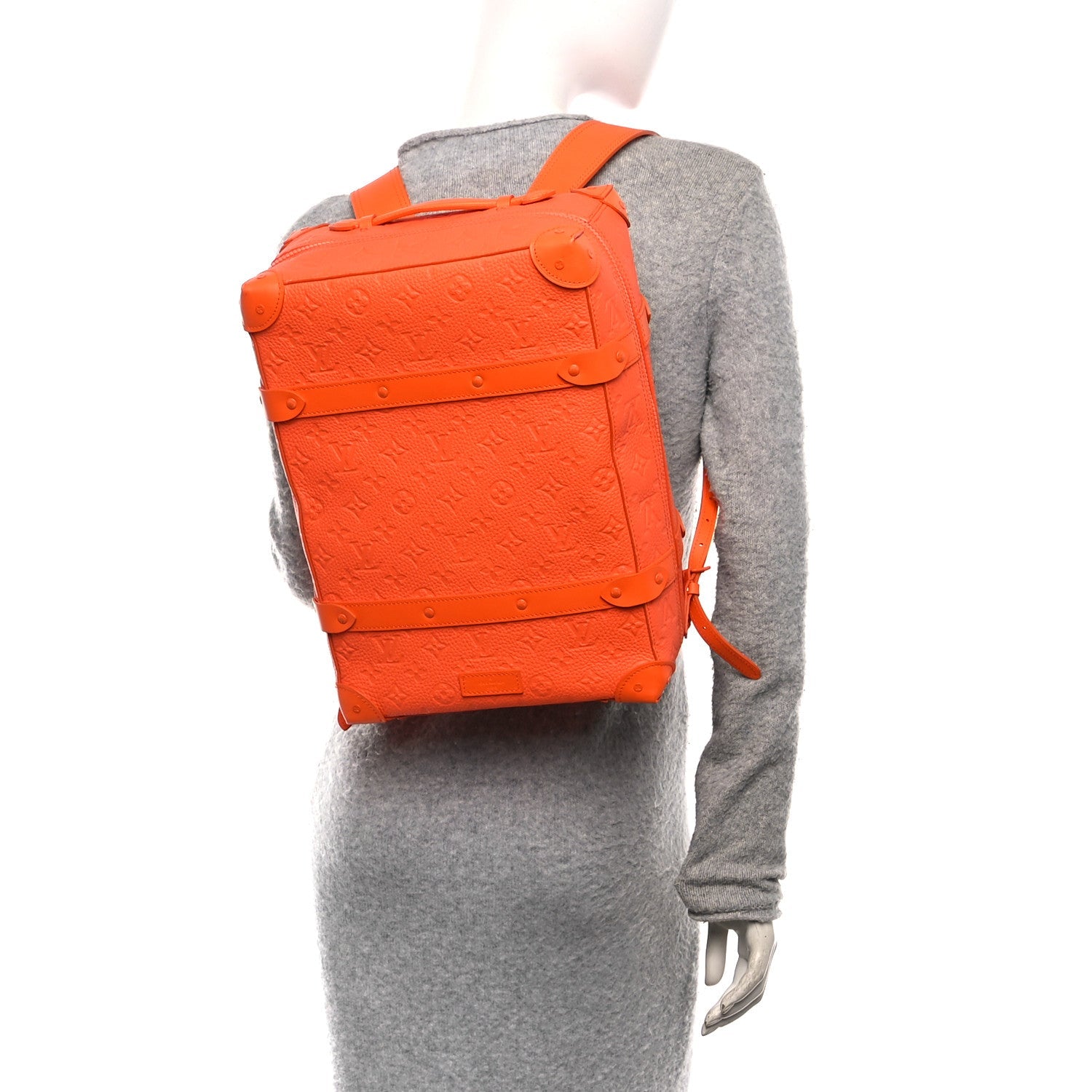 Louis Vuitton Taurillon Empreinte Soft Trunk Backpack PM Orange