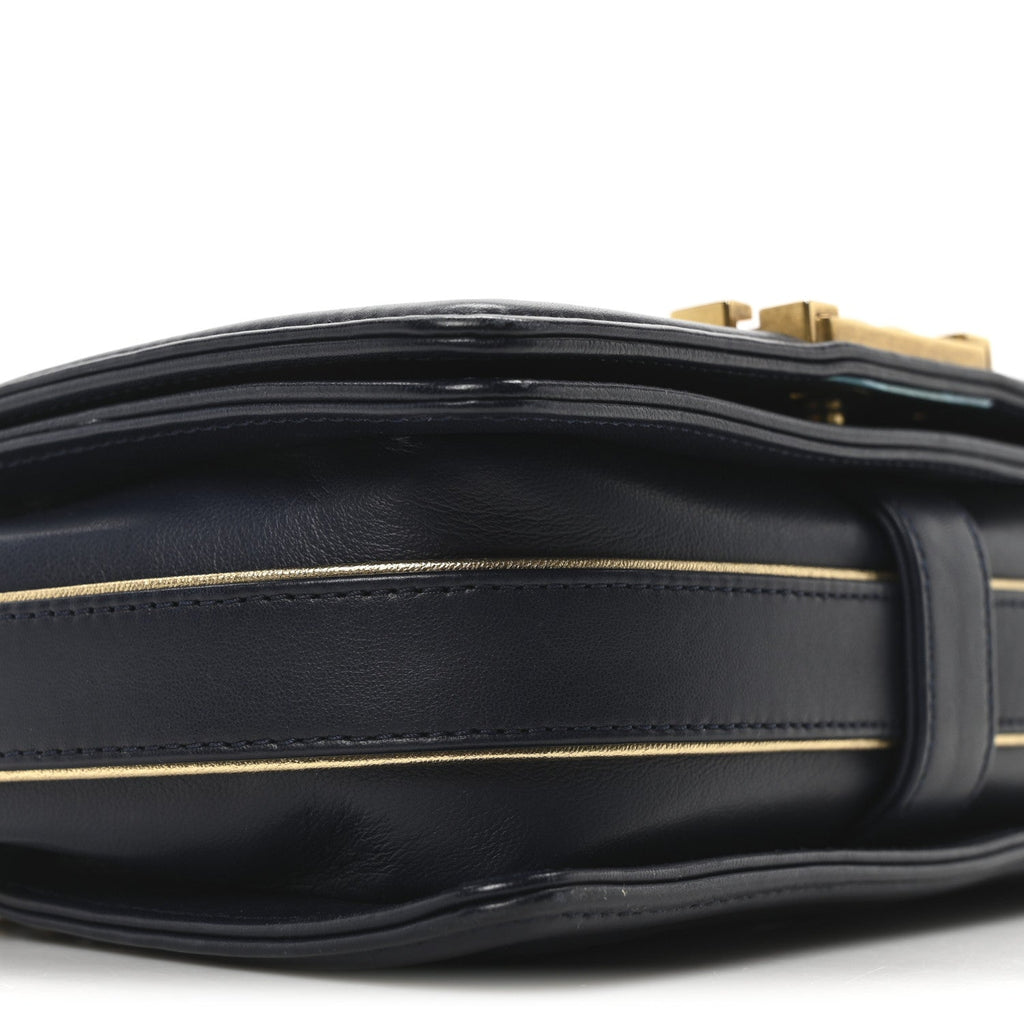 Chanel Sheepskin Braided Small Boy Reverso Flap Navy