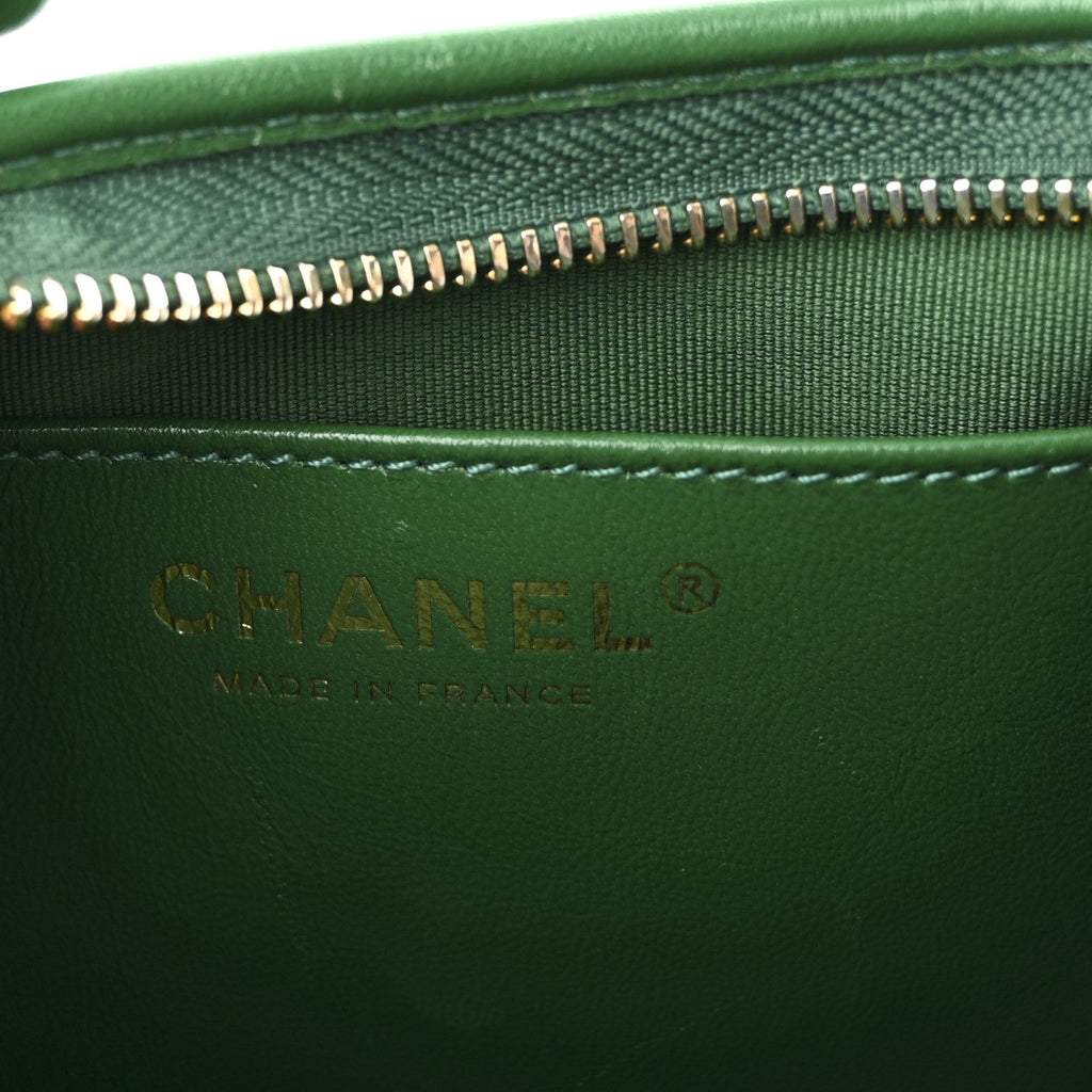 Chanel Shiny Crumpled Lambskin Quilted Small CC Funky Town Hobo Green
