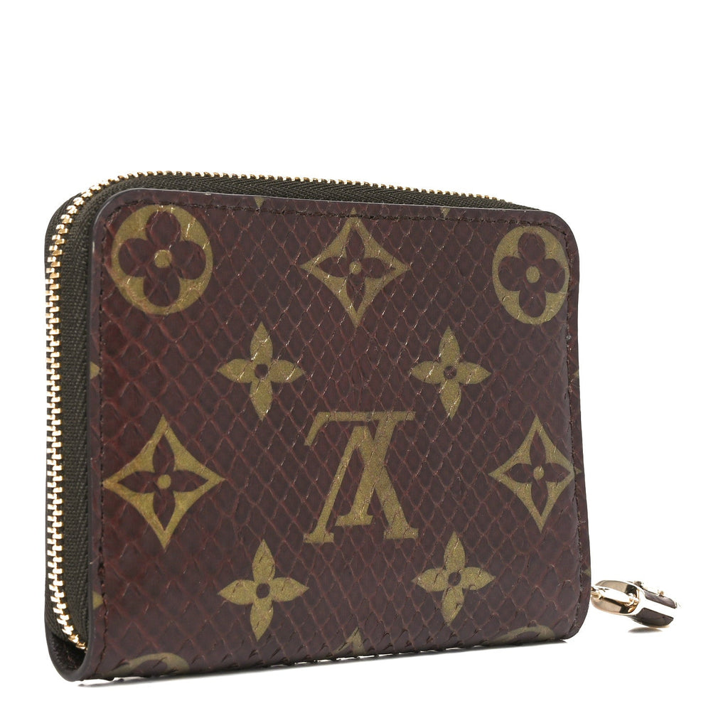 Louis Vuitton Snakeskin Monogram Zippy Padlock Coin Purse Brown