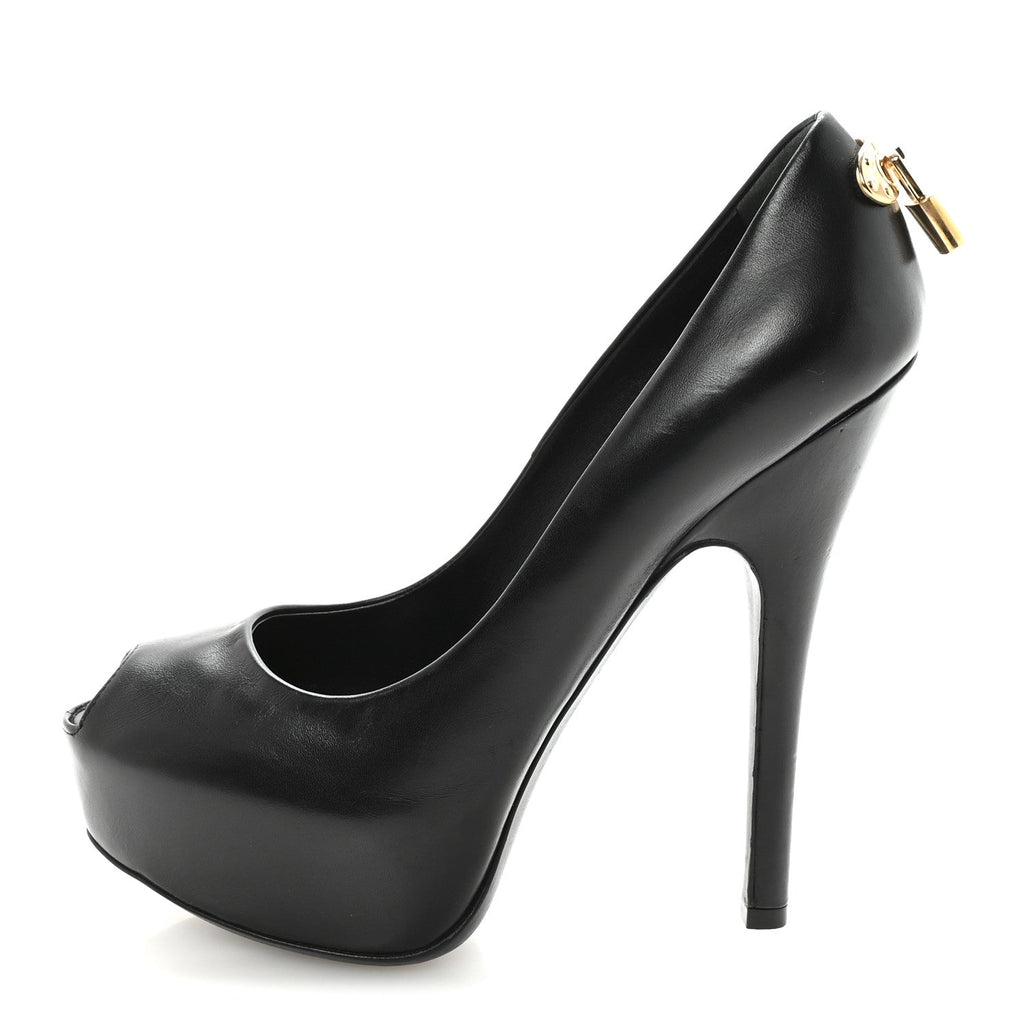 Louis Vuitton Smooth Calfskin Oh Really Peep Toe Pumps 37.5 Black