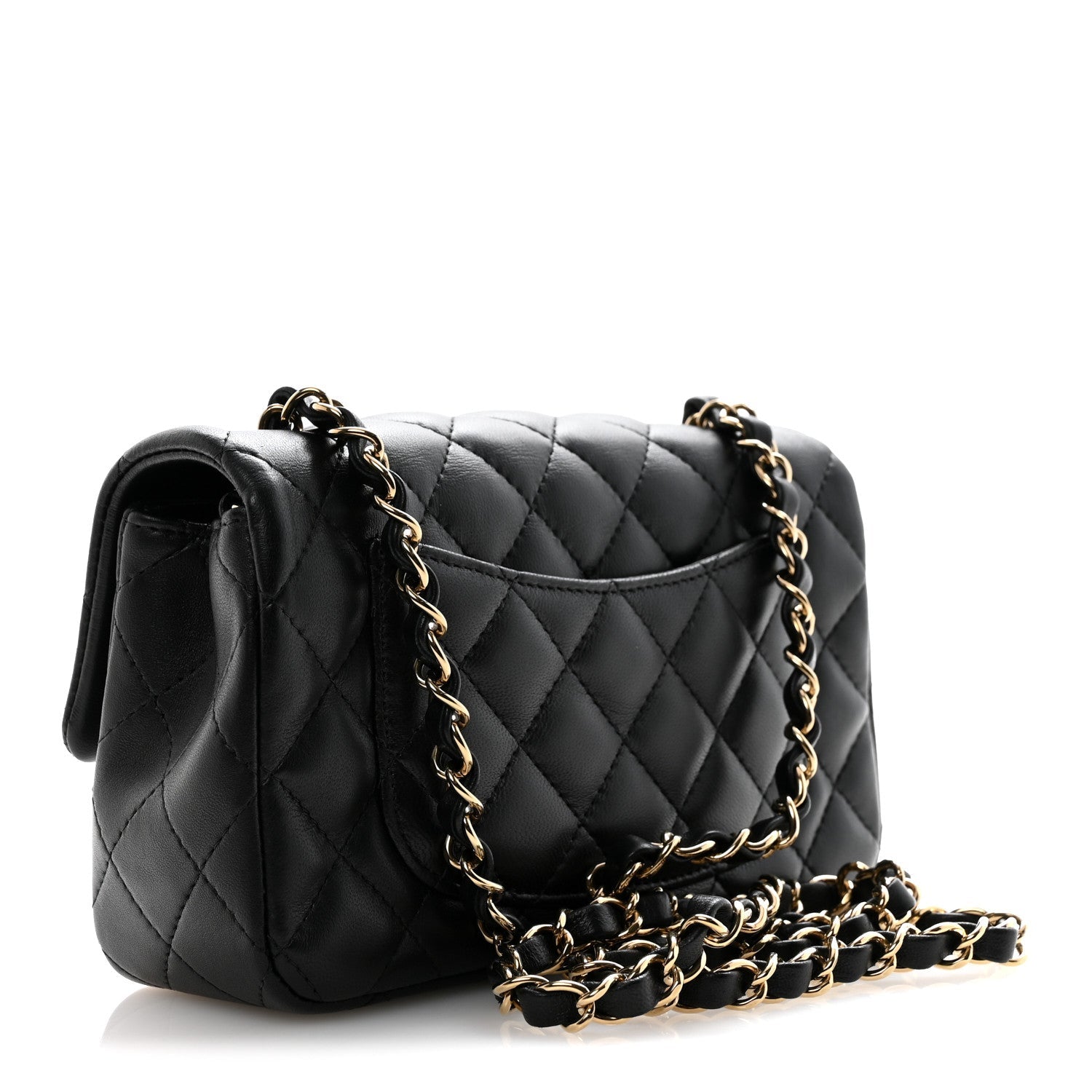 Chanel Lambskin Quilted Mini Rectangular Flap Black