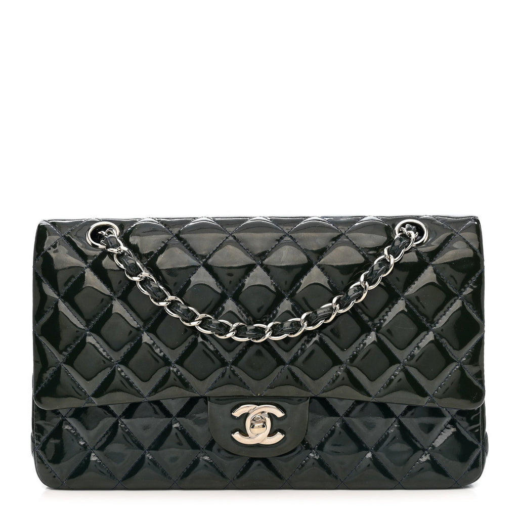Chanel Patent Quilted Medium Double Flap Blue