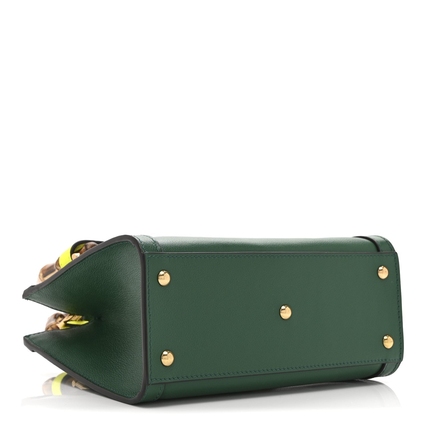 Gucci Wonka Grain Calfskin Mini Diana Tote Bag Green Yellow Fluo