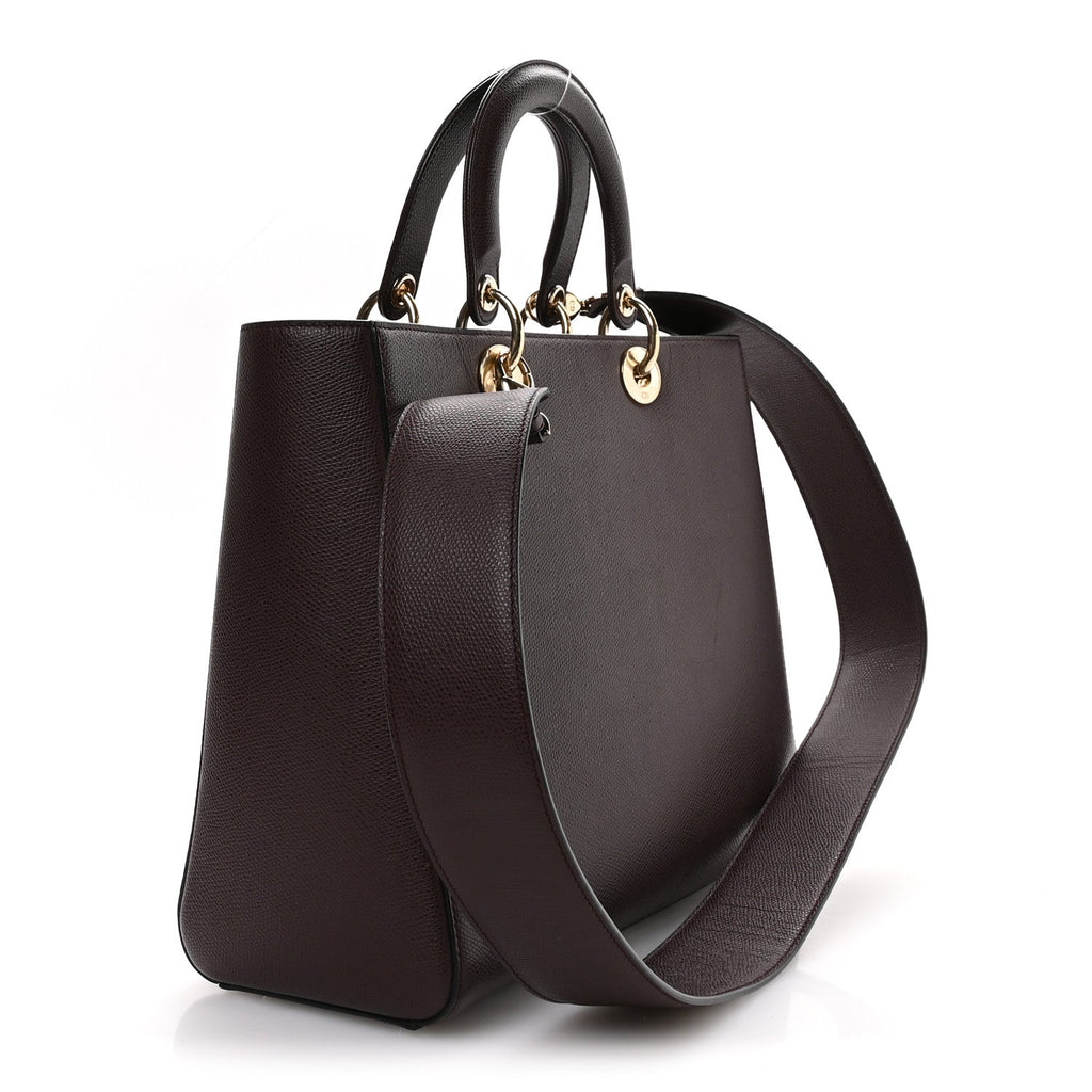 Christian Dior Grained Calfskin Large Lady Dior Burgundy