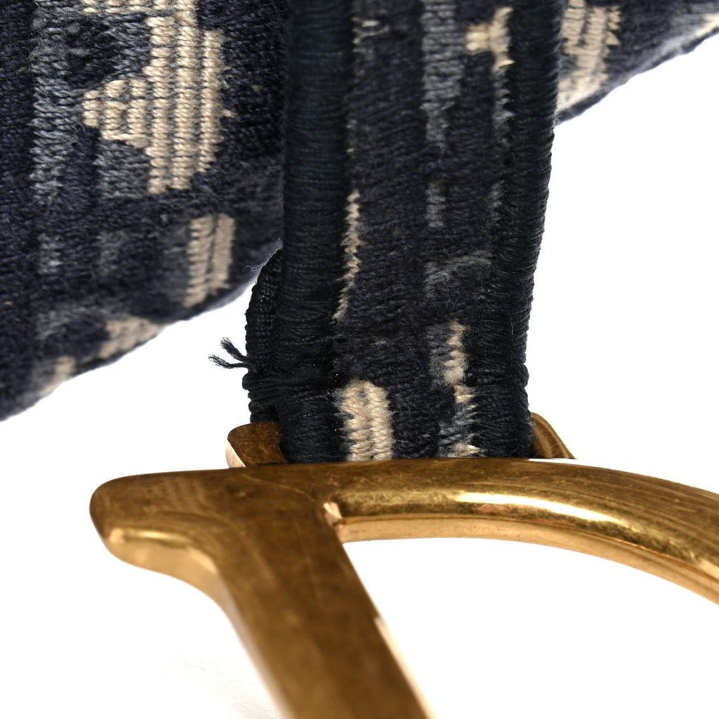 Christian Dior Oblique Embroidered Saddle Bag Blue