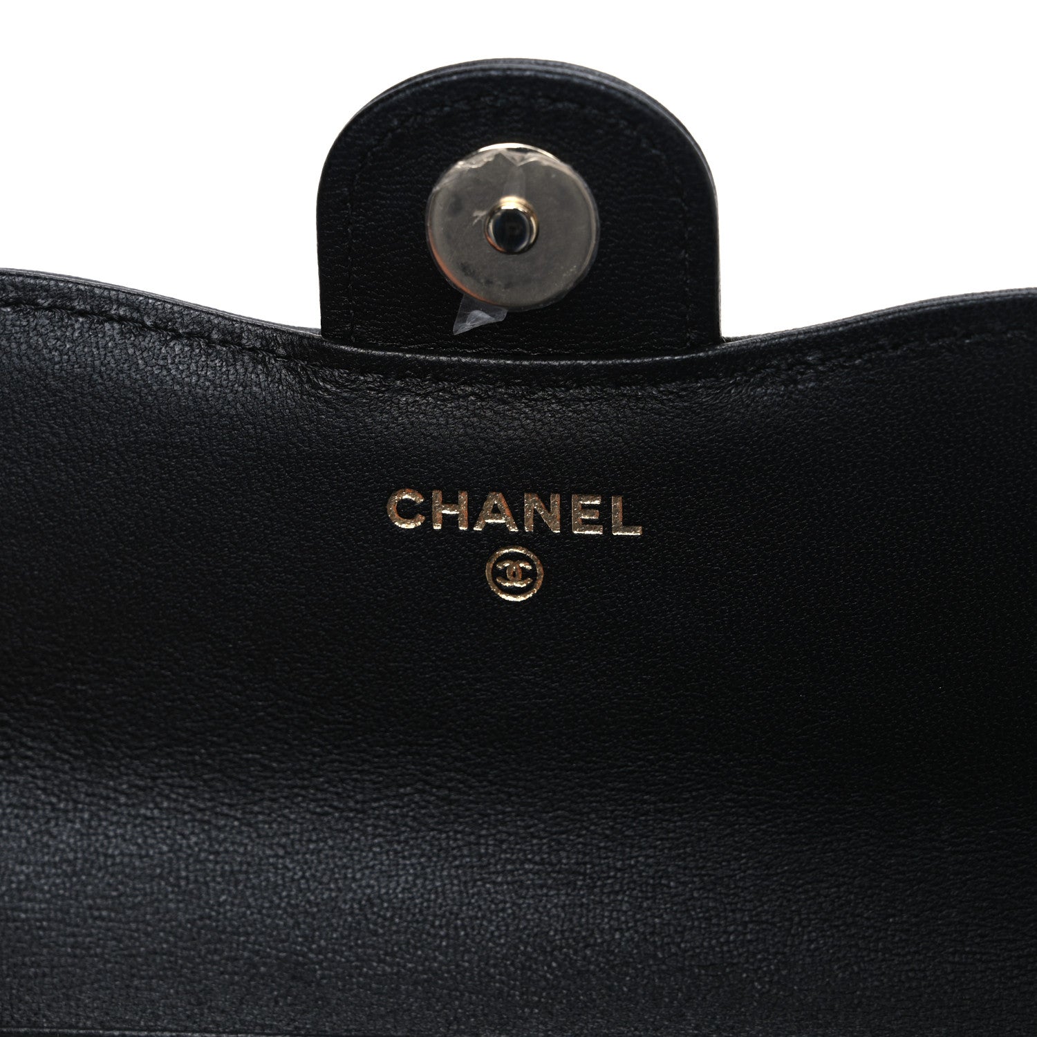 Chanel Lambskin Quilted Phone Holder Wallet With Chain Black Beige