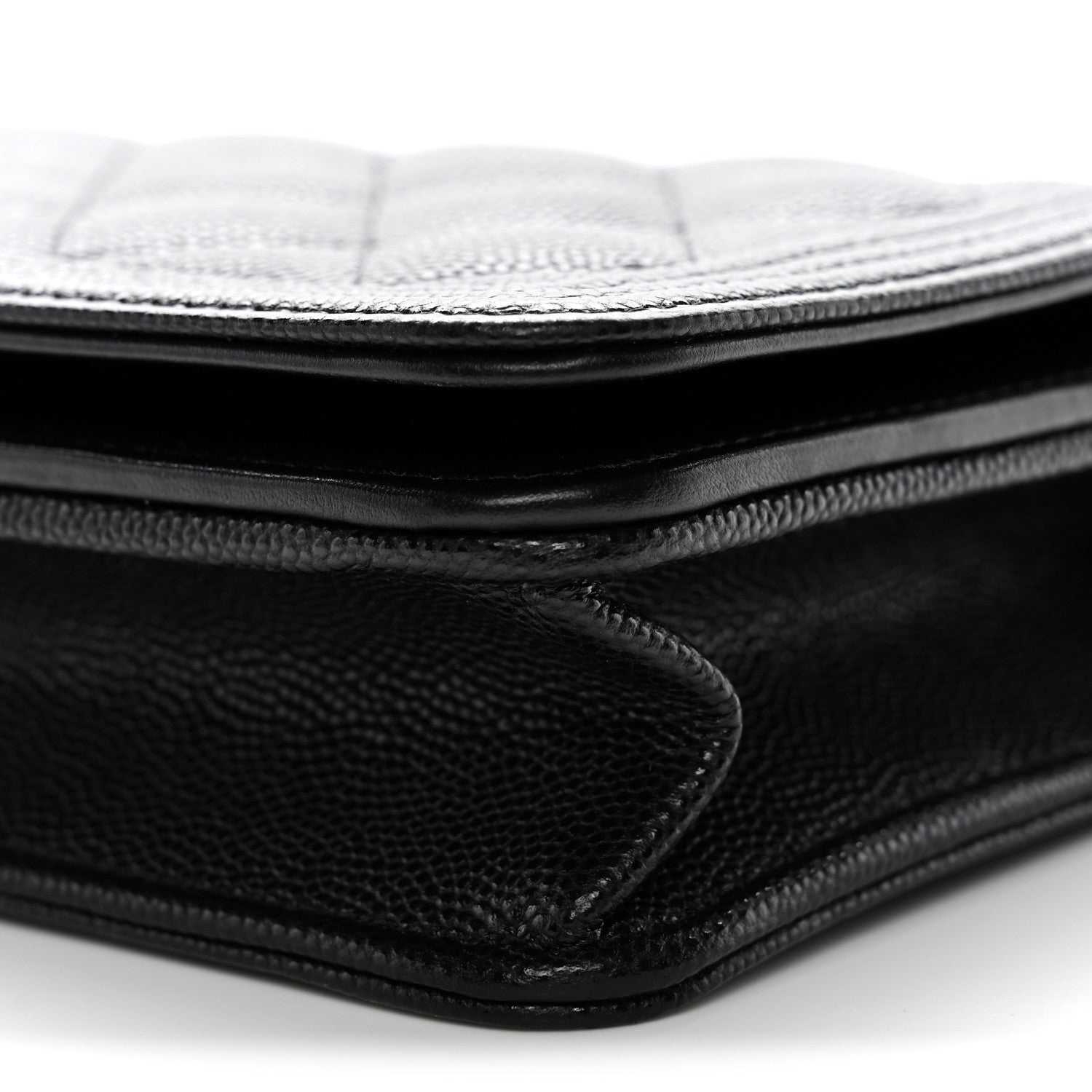 Chanel Caviar Quilted Boy Wallet On Chain WOC Black