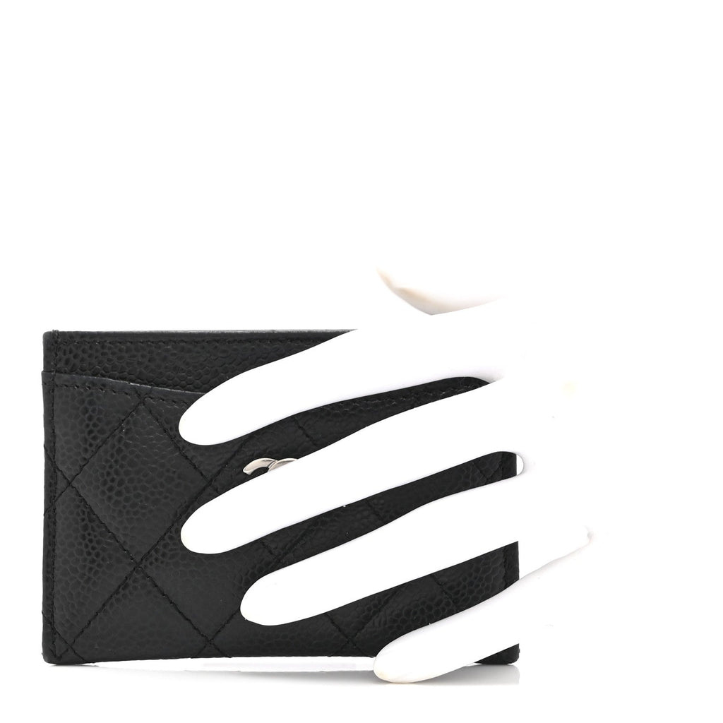 Caviar Quilted Card Holder Black