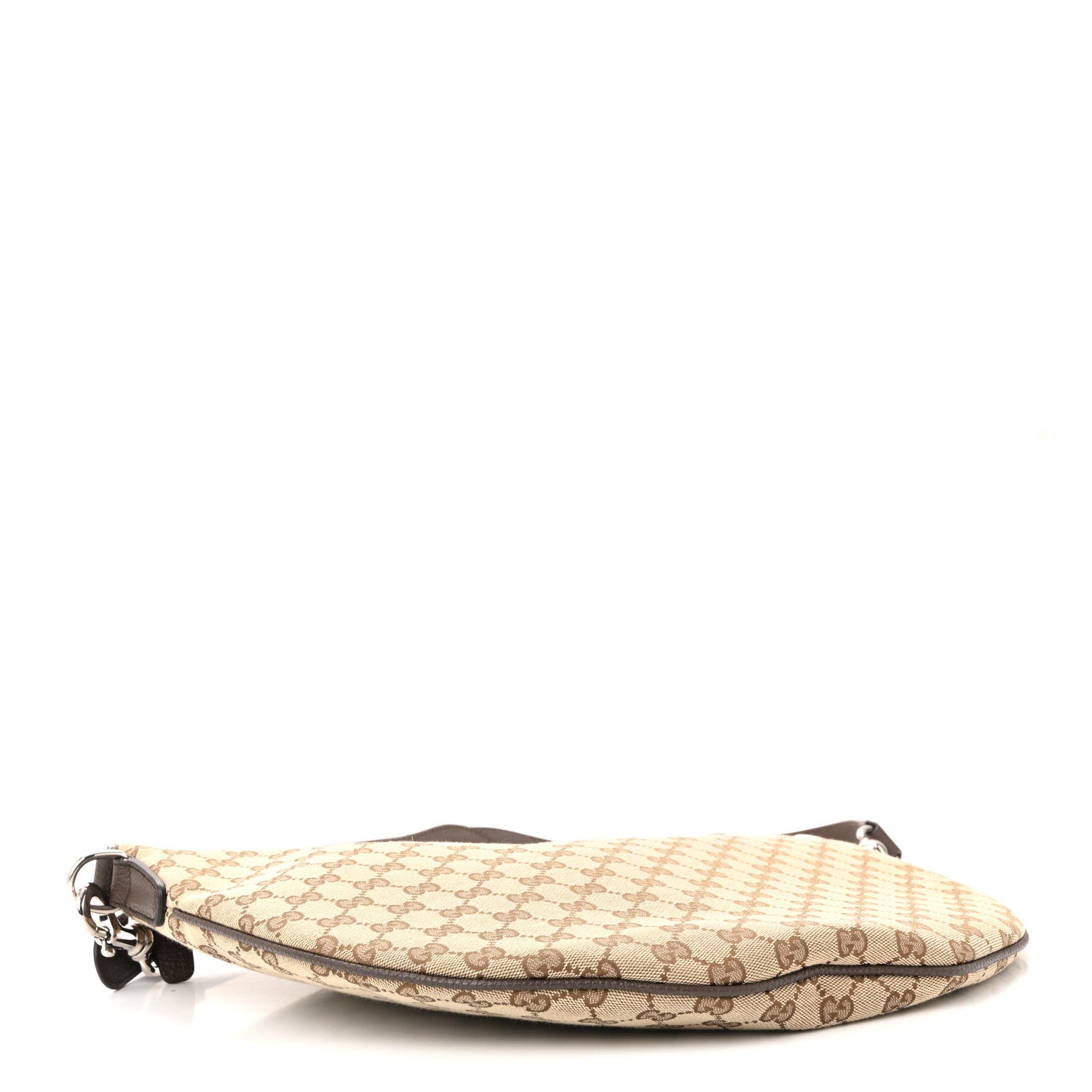 Gucci Monogram Calfskin Web Medium B Shoulder Bag Beige Brown