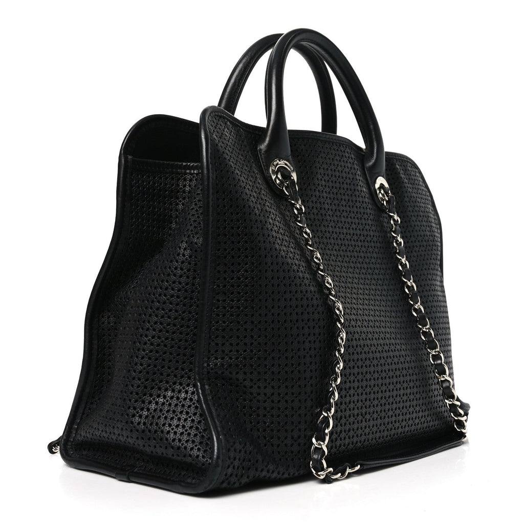 Chanel Calfskin Perforated Up In The Air Tote Black