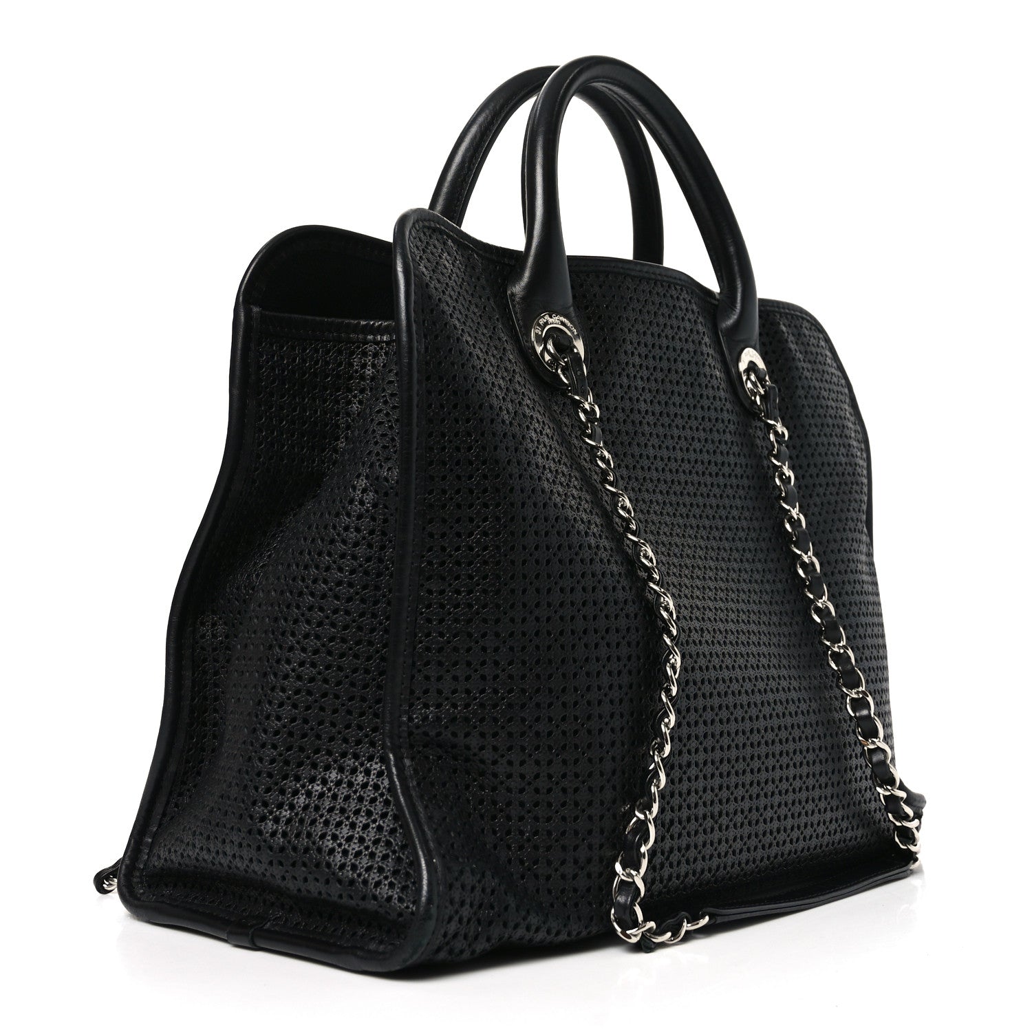 Chanel Calfskin Perforated Up In The Air Tote Black