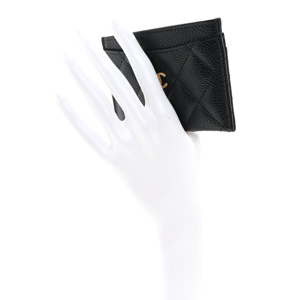 Caviar Quilted Card Holder Black