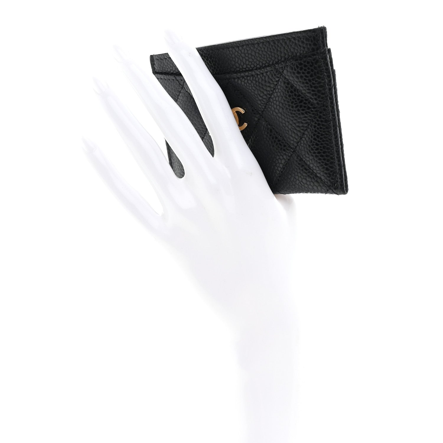Caviar Quilted Card Holder Black
