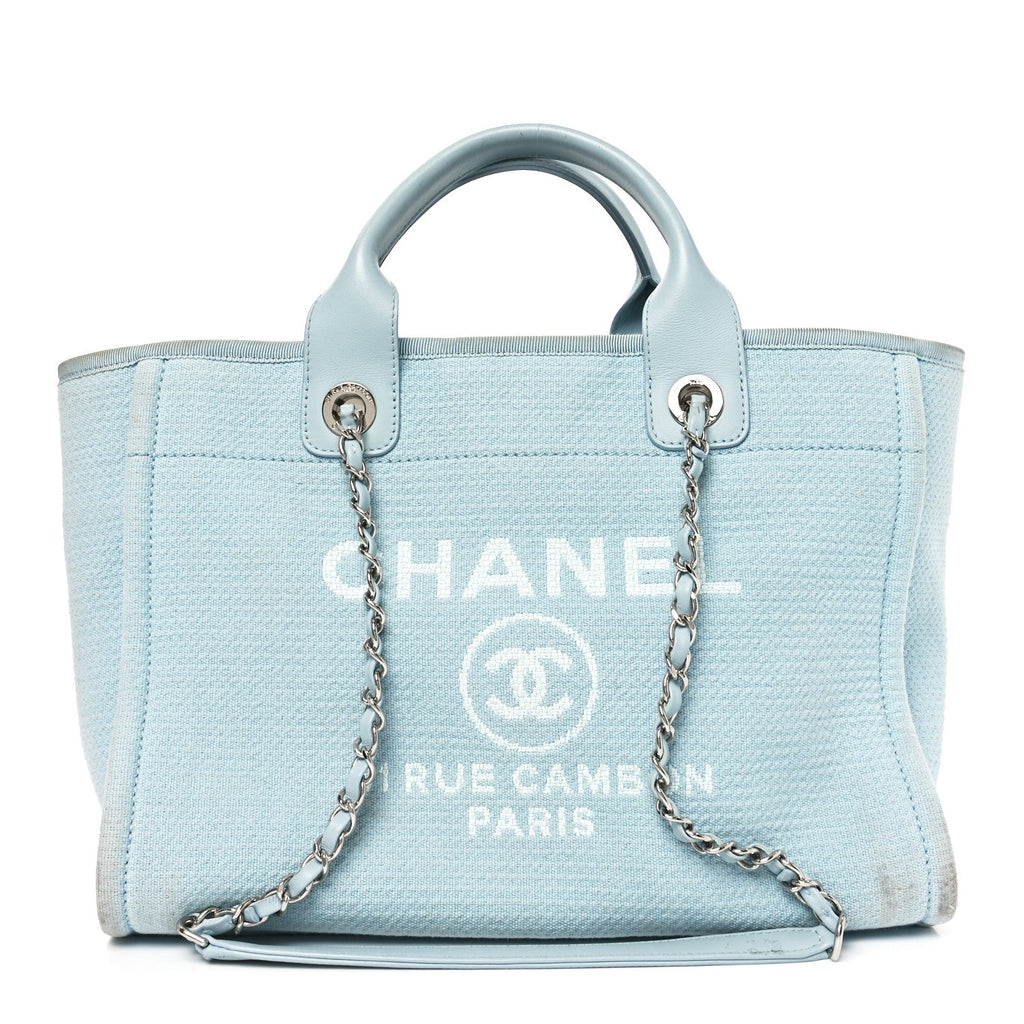 Chanel Mixed Fibers Medium Deauville Tote Light Blue
