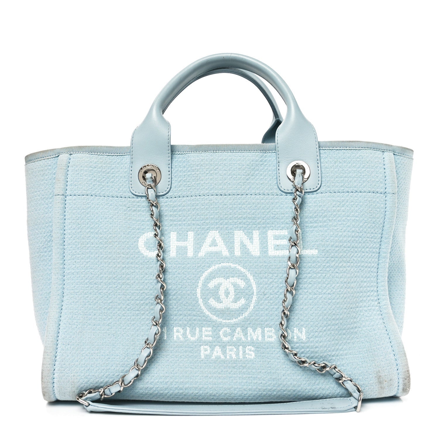 Chanel Mixed Fibers Medium Deauville Tote Light Blue