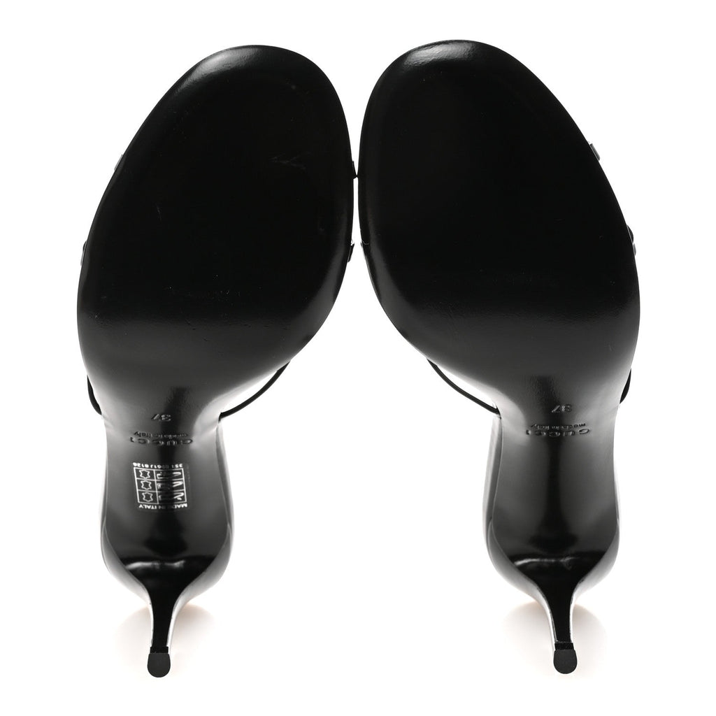 Gucci Vernice Crystal Sandals 37 Black