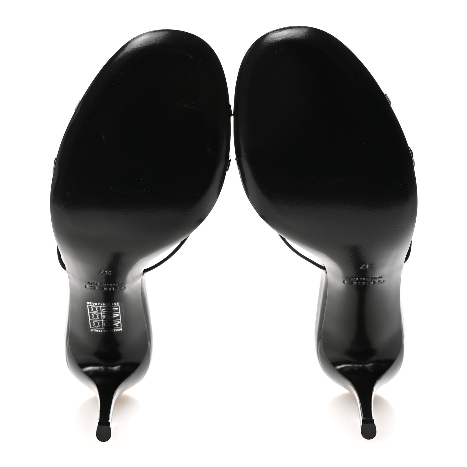 Gucci Vernice Crystal Sandals 37 Black