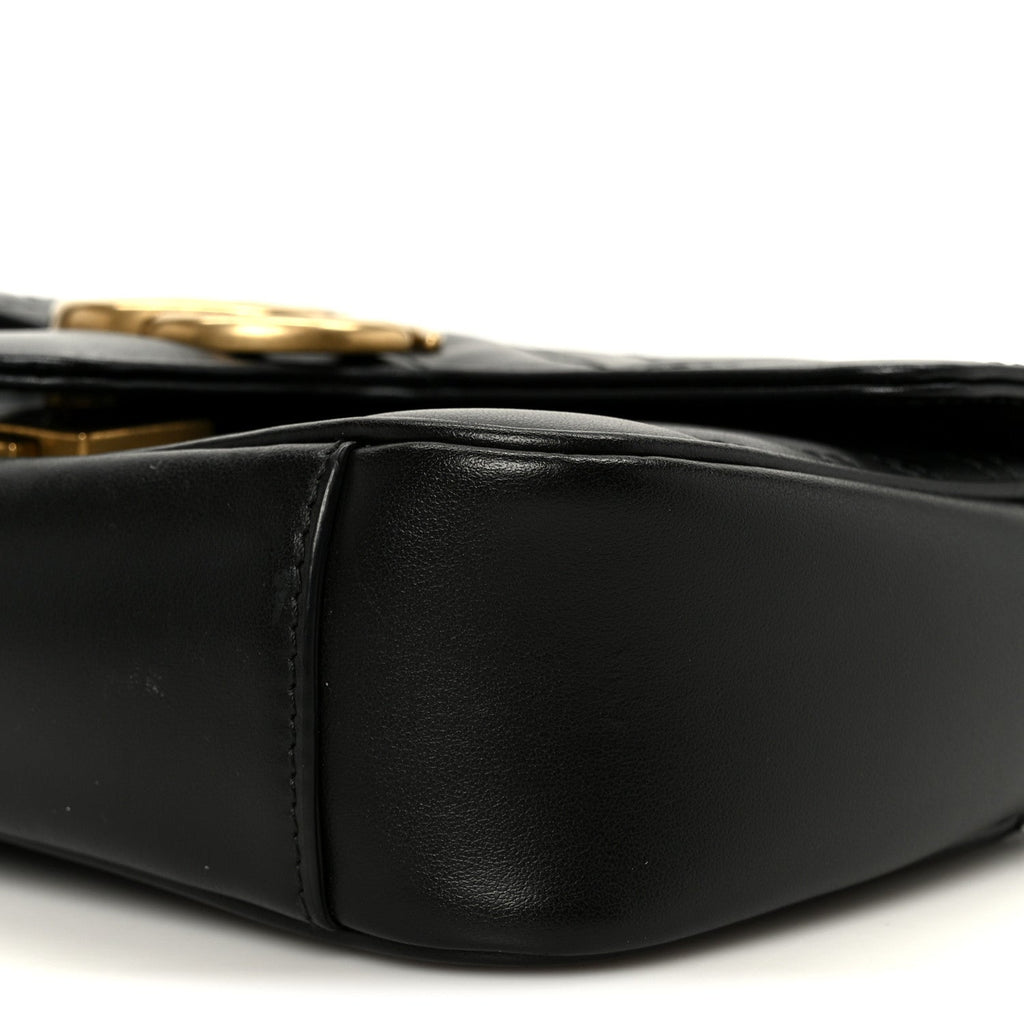 Gucci Calfskin Matelasse Mini GG Marmont Shoulder Bag Black