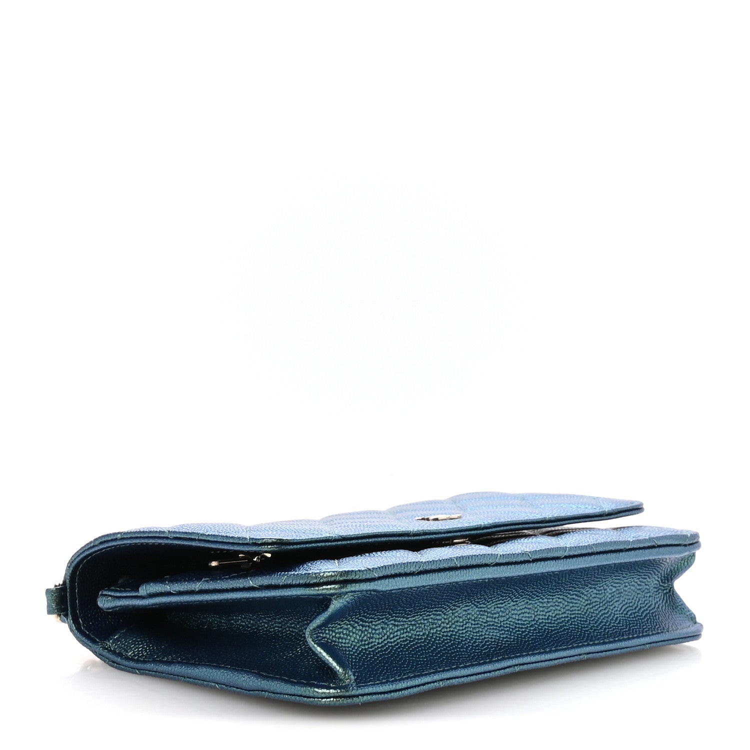 Chanel Iridescent Caviar Quilted Wallet on Chain WOC Dark Blue