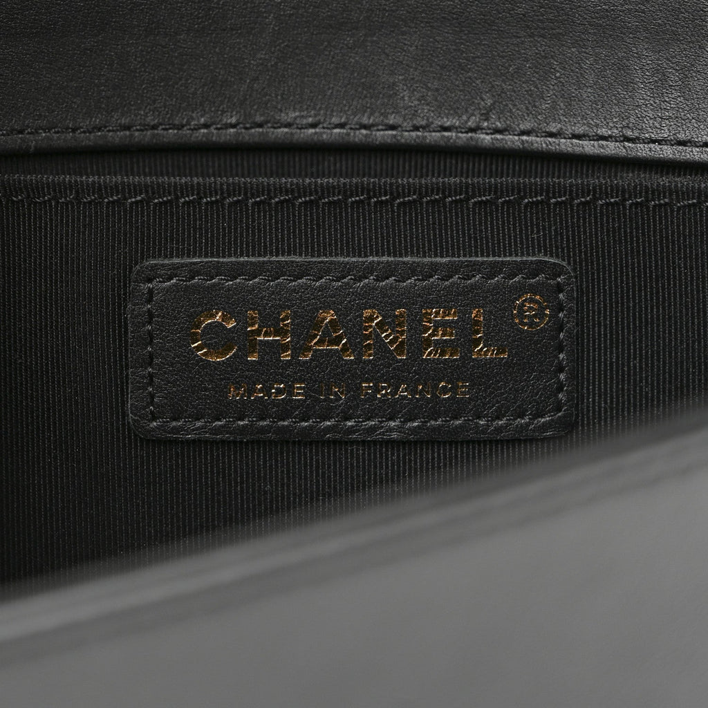 Chanel Metallic Crumpled Goatskin Small Boy Flap Black Gold