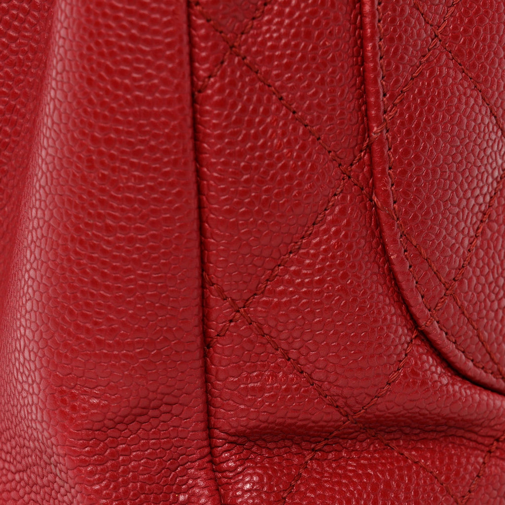 Chanel Caviar Quilted Grand Shopping Tote GST Red