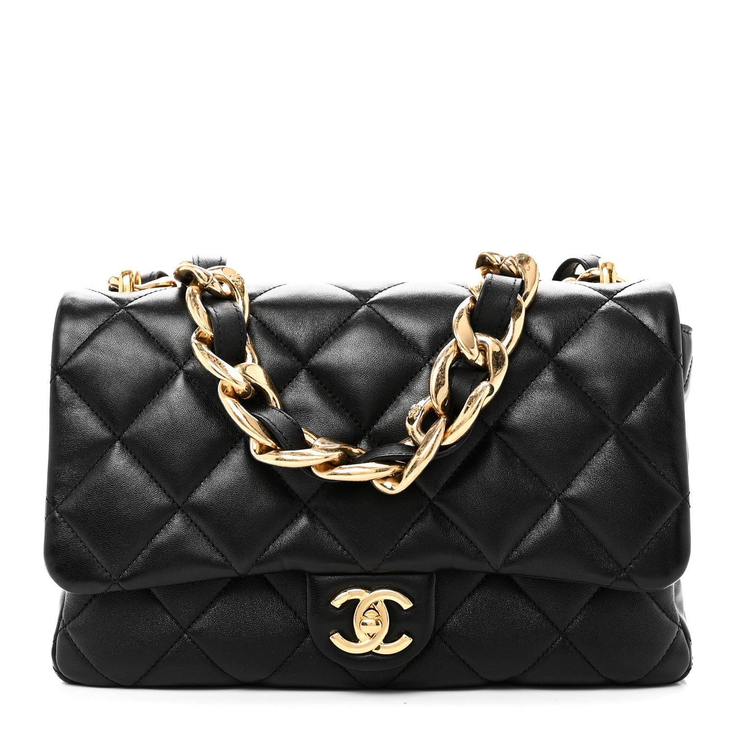 Chanel Lambskin Quilted Large CC Funky Town Flap Black