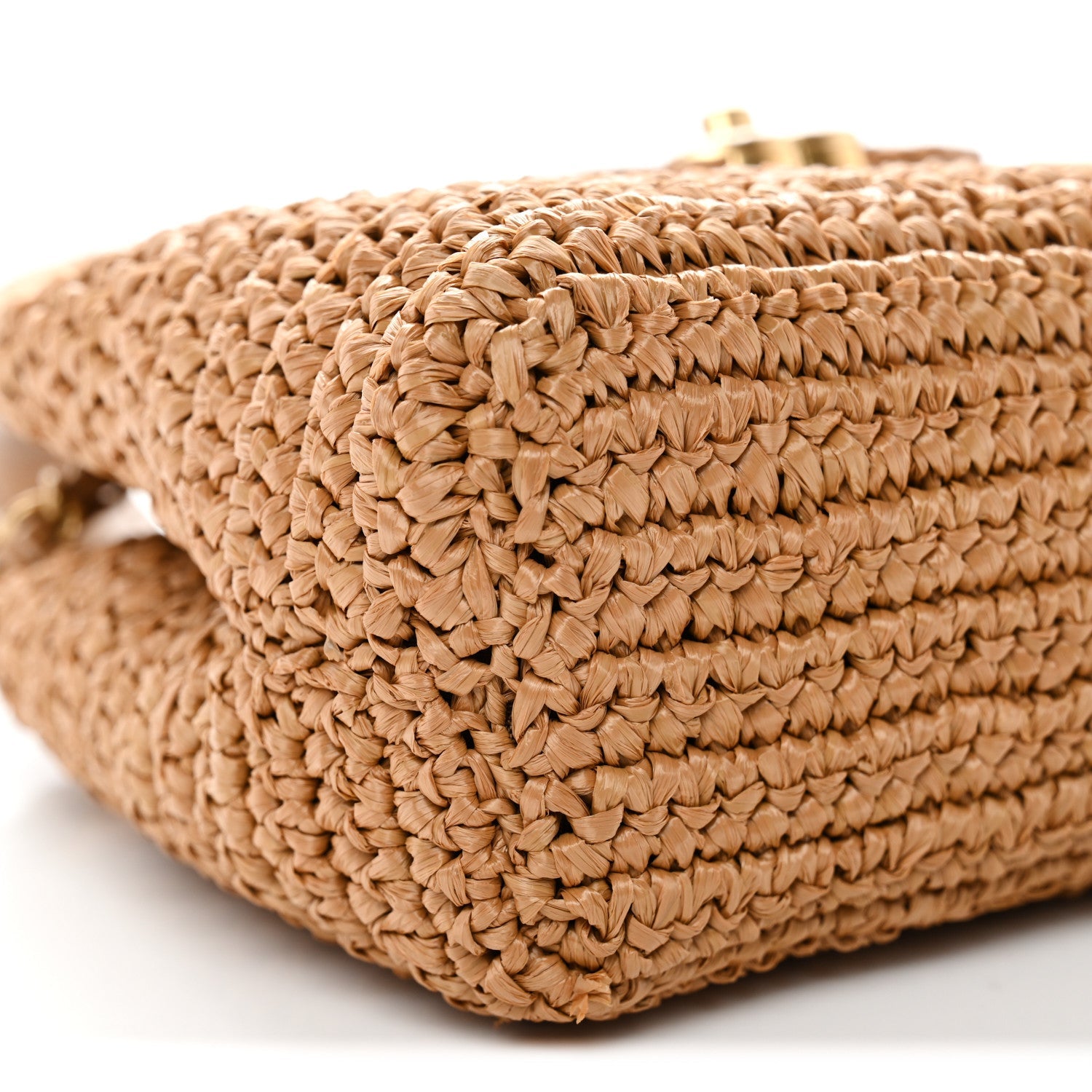 Chanel Braided Raffia Nano Kelly Flap Bag Dark Beige