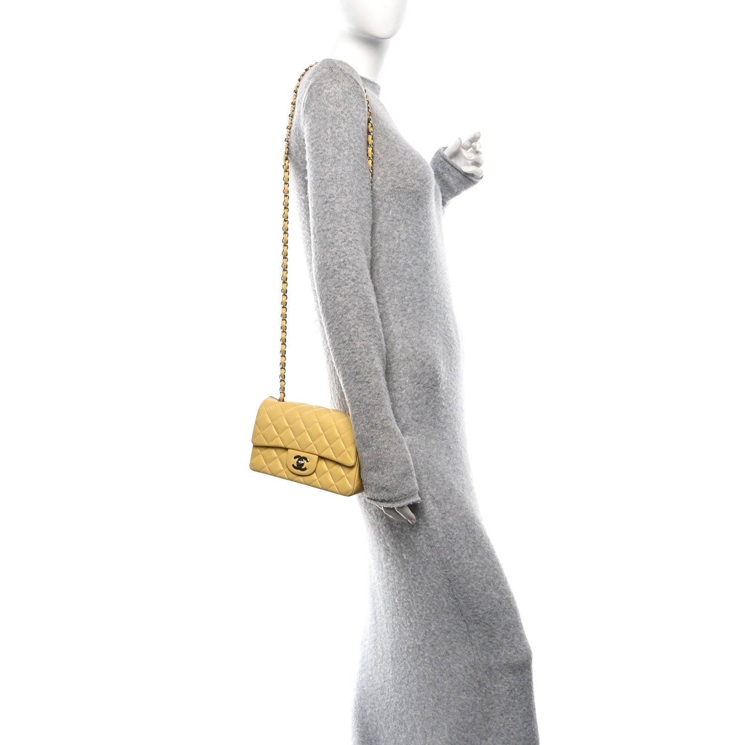 Chanel Lambskin Quilted Mini Rectangular Flap Yellow
