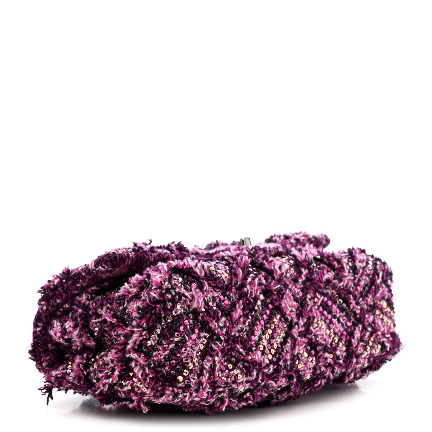 Chanel Crystal Tweed Quilted Medium Double Flap Purple Multicolor