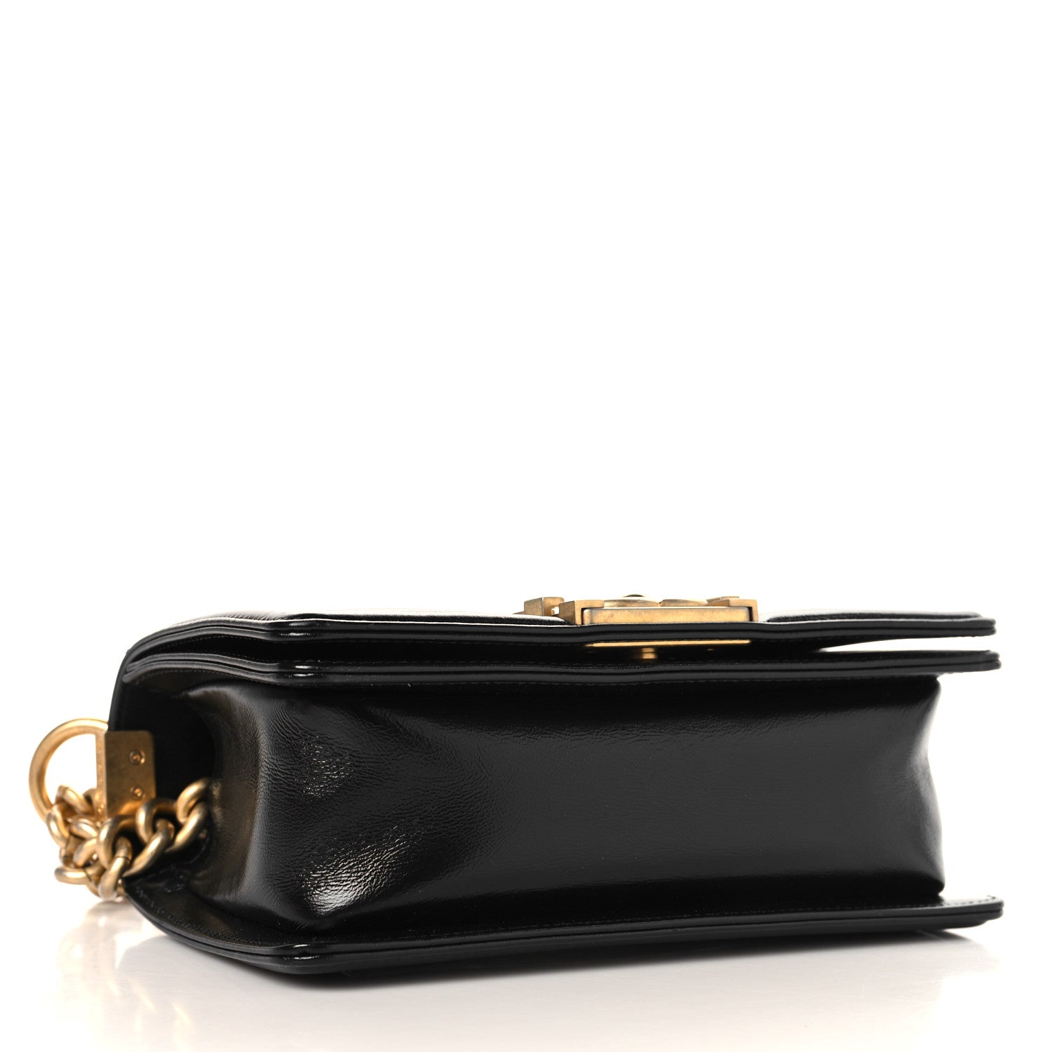 Chanel Metallic Glazed Calfskin Small Boy Flap Black Gold