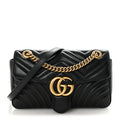 Gucci Calfskin Matelasse Small GG Marmont Shoulder Bag Black