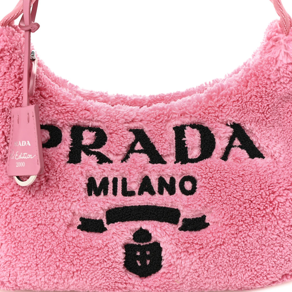 Prada Terry Cloth Mini Re-Edition 2000 Bag Petalo Black