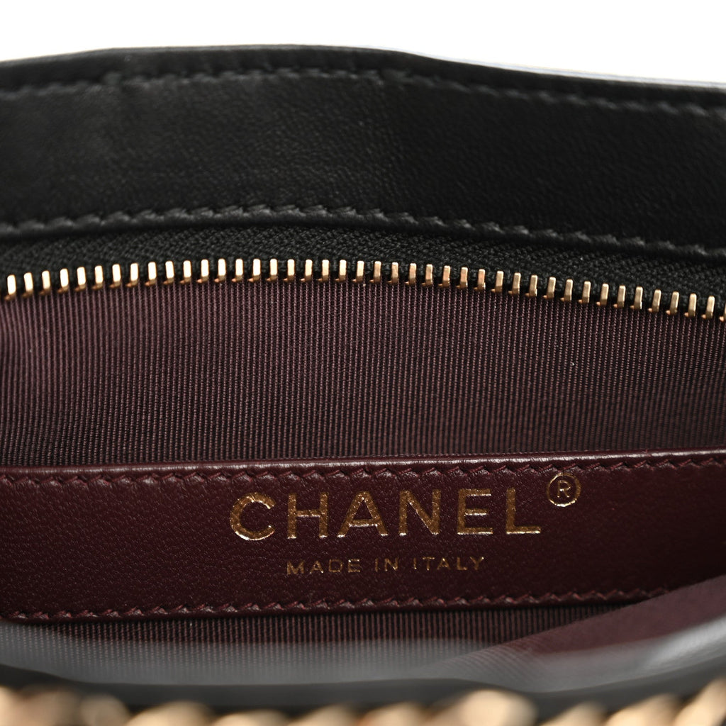 Chanel Lambskin Chain Frame Shoulder Bag Black