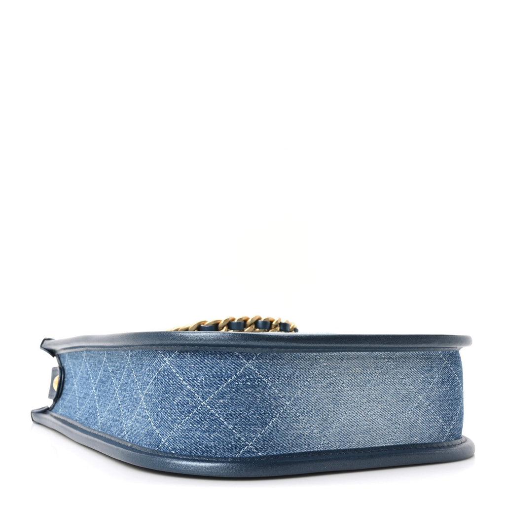 Chanel Washed Denim Quilted Small Hobo Blue