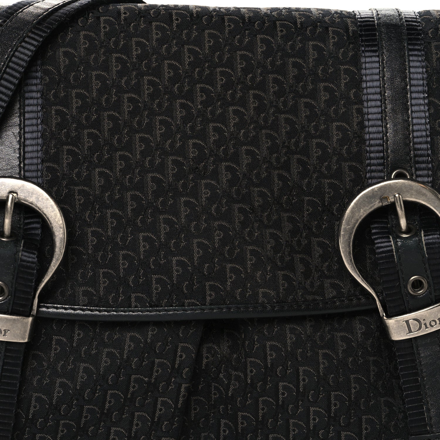 Christian Dior Canvas Diorissimo Buckle Messenger Black