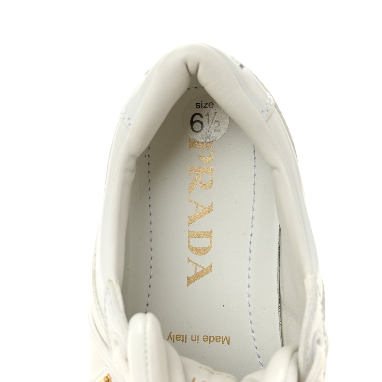 Prada Vitello Rois Triangle Womens Downtown Platform Low Top Sneakers 37 White