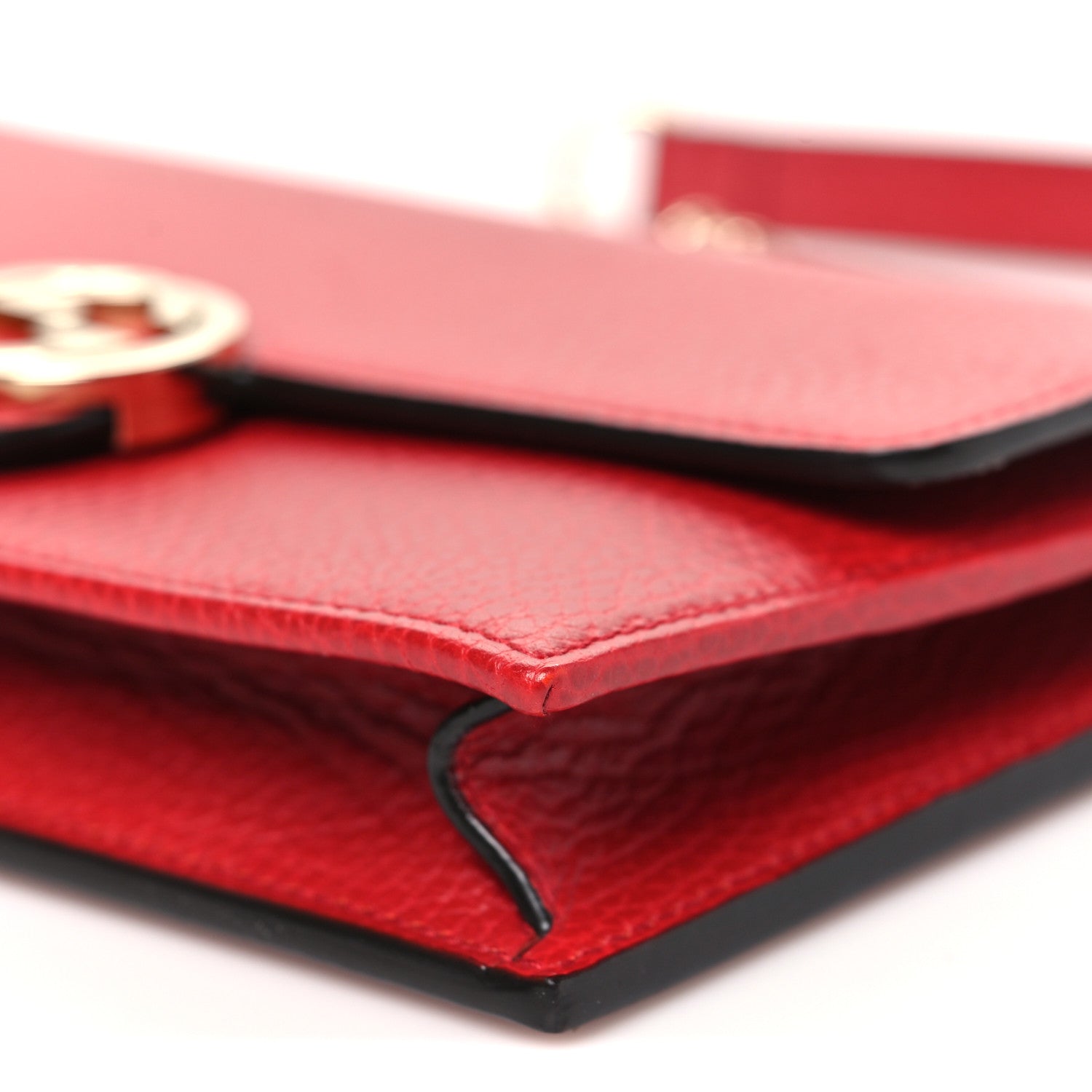 Gucci Dollar Calfskin Interlocking G Chain Wallet Red