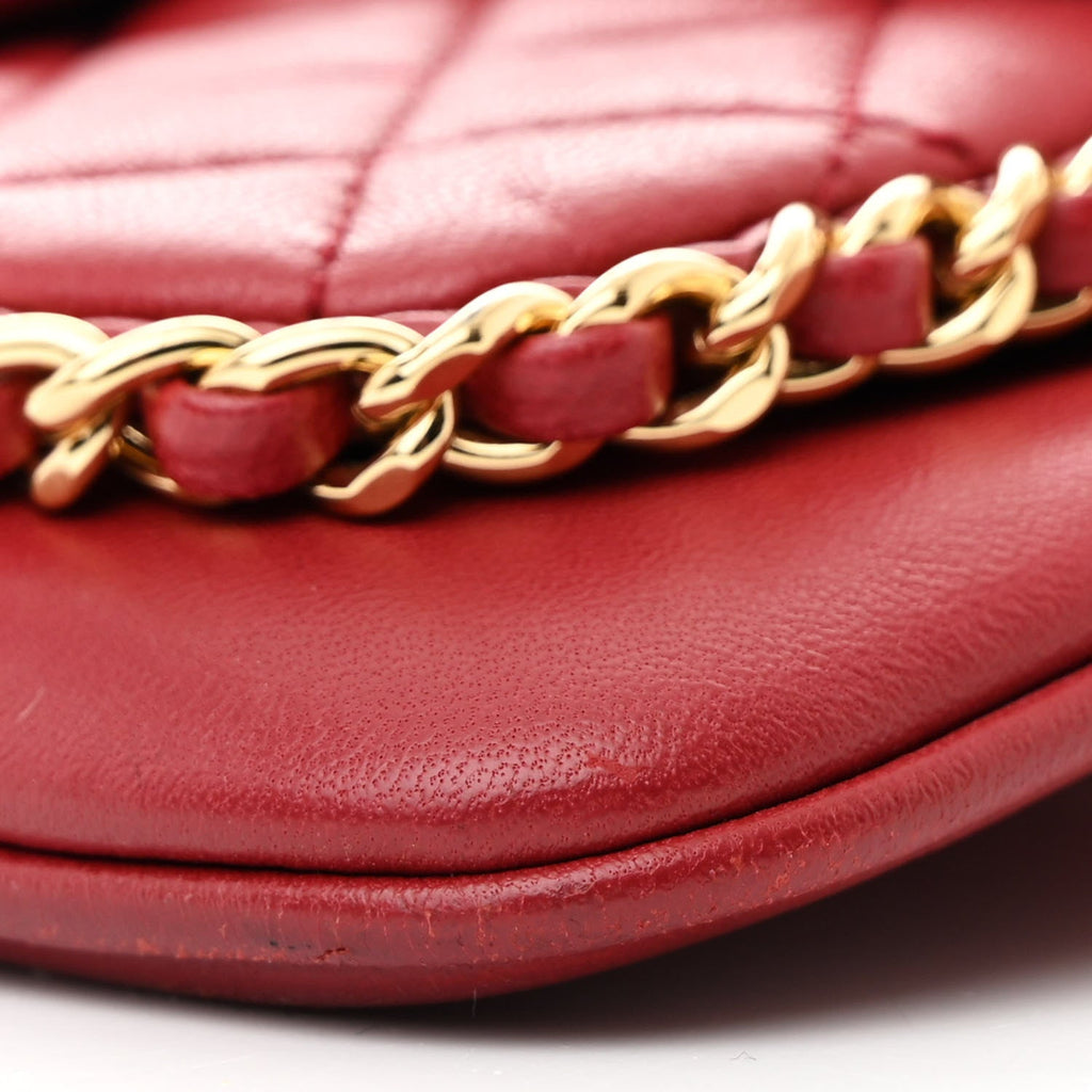Chanel Lambskin Quilted CC Unchained Crossbody Red
