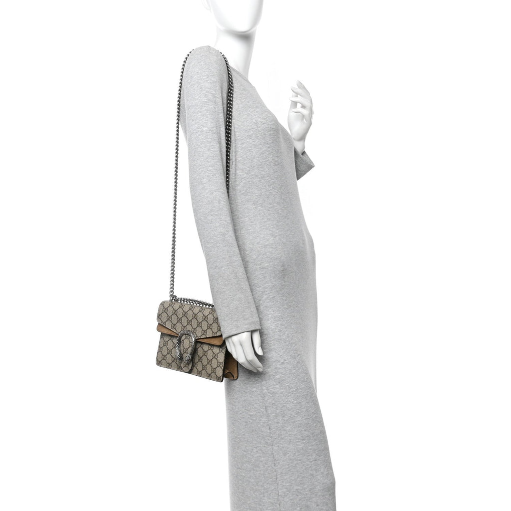 Gucci GG Supreme Monogram Mini Dionysus Shoulder Bag Taupe